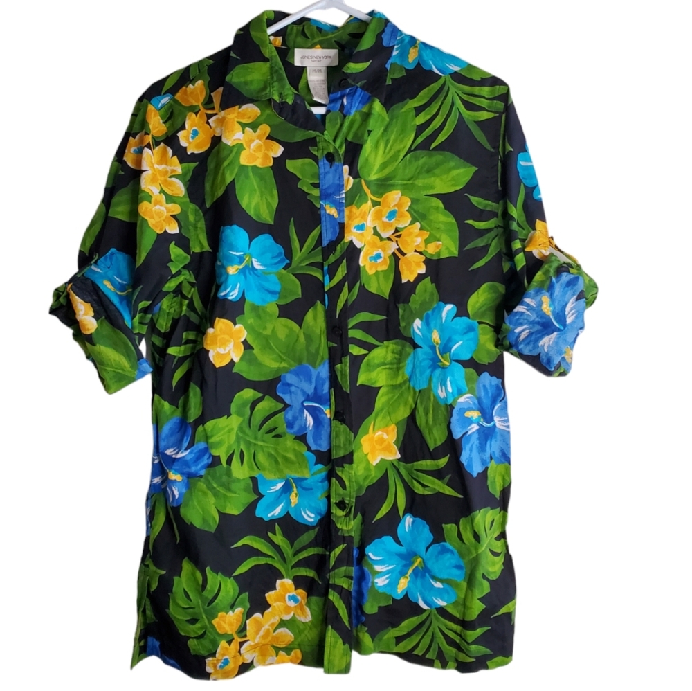 Jones New York Sport Floral Button Down Shirt